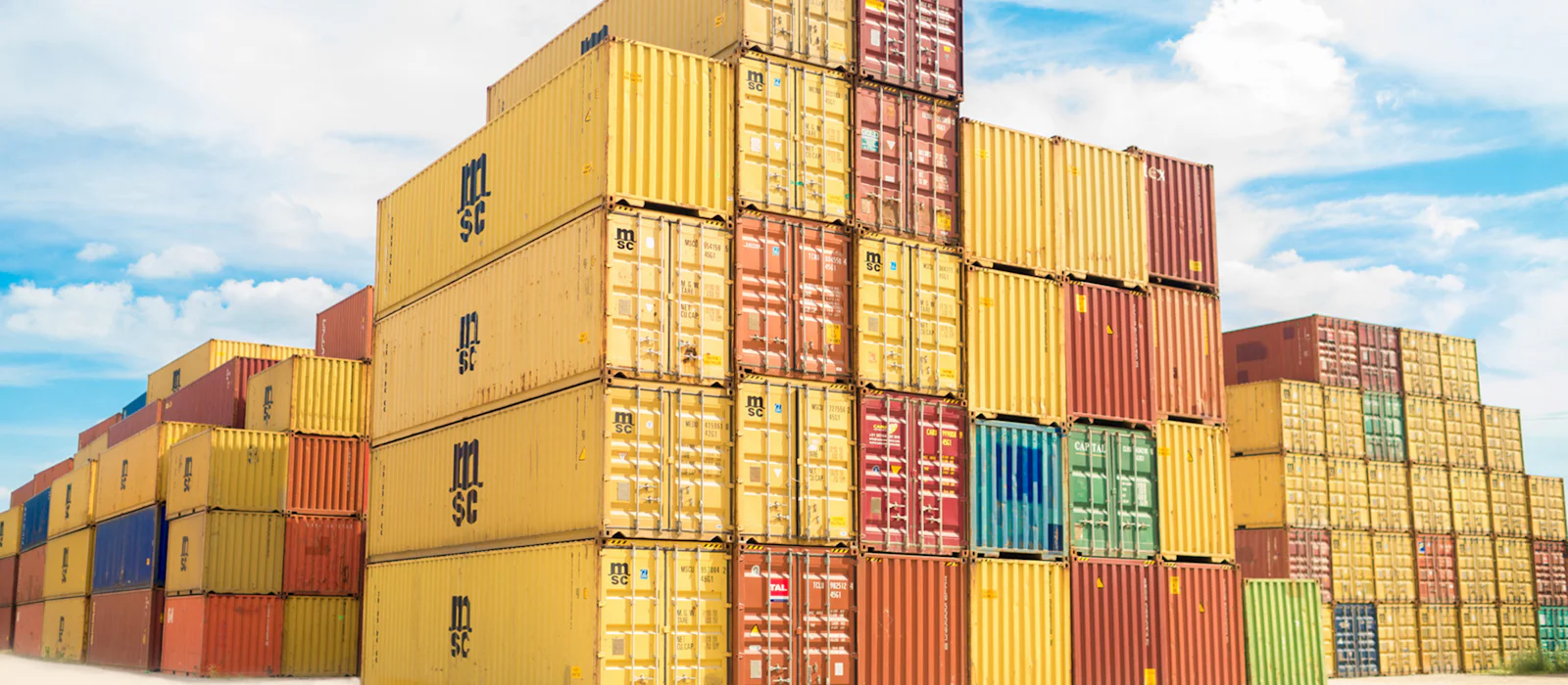 Stacked shipping containers