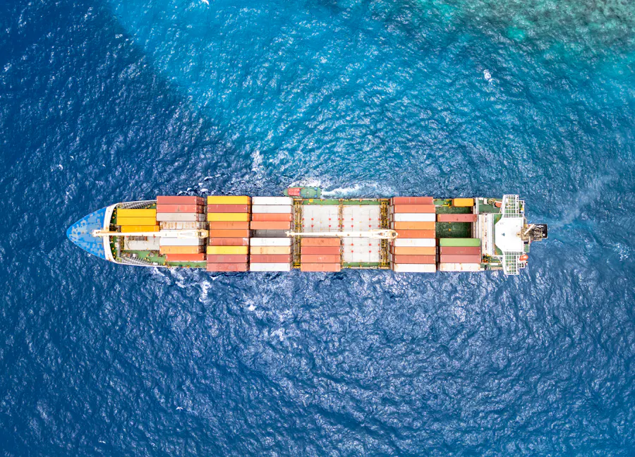 Container ship at sea